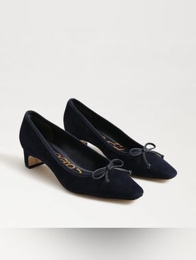 NIB Sam Edelman Rinda Pointed Toe Ballet Heel Size 6.5M In Midnight Blue Leather